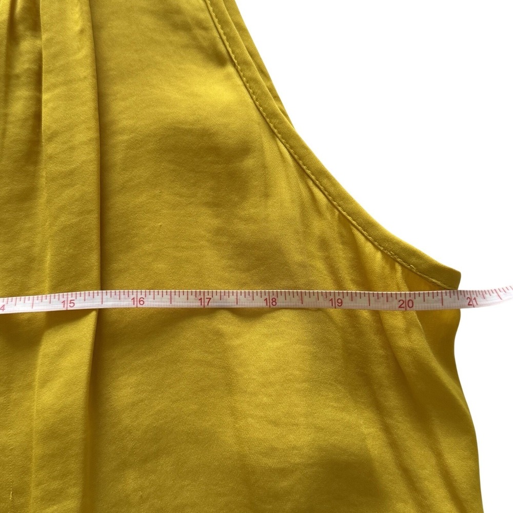 LOFT Women's Yellow Lace Up Tie Neck Sleeveless Peplum Blouse Top NWT Size Large - Picture 7 of 7